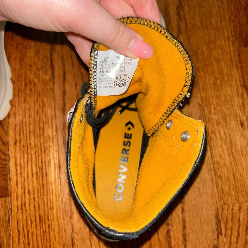 Converse Black and Pink High-Top Sneakers with Rugged Sole - Picture 11 of 11